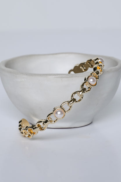 Ellie Gold Pearl Cuff Bracelet