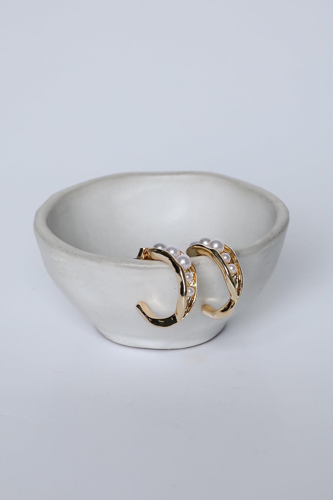 Adeline Gold Pearl Hoop Earrings