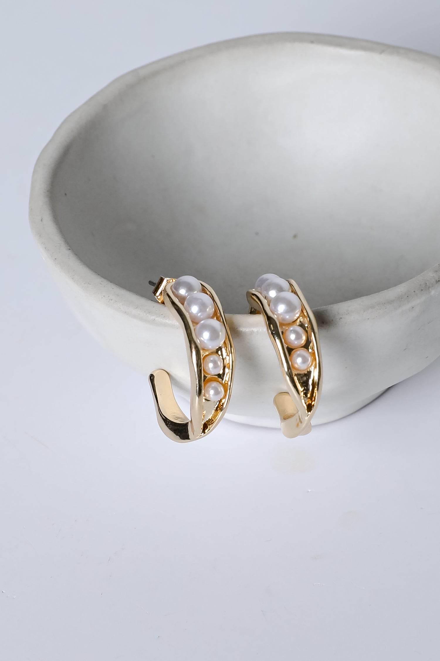 Adeline Gold Pearl Hoop Earrings