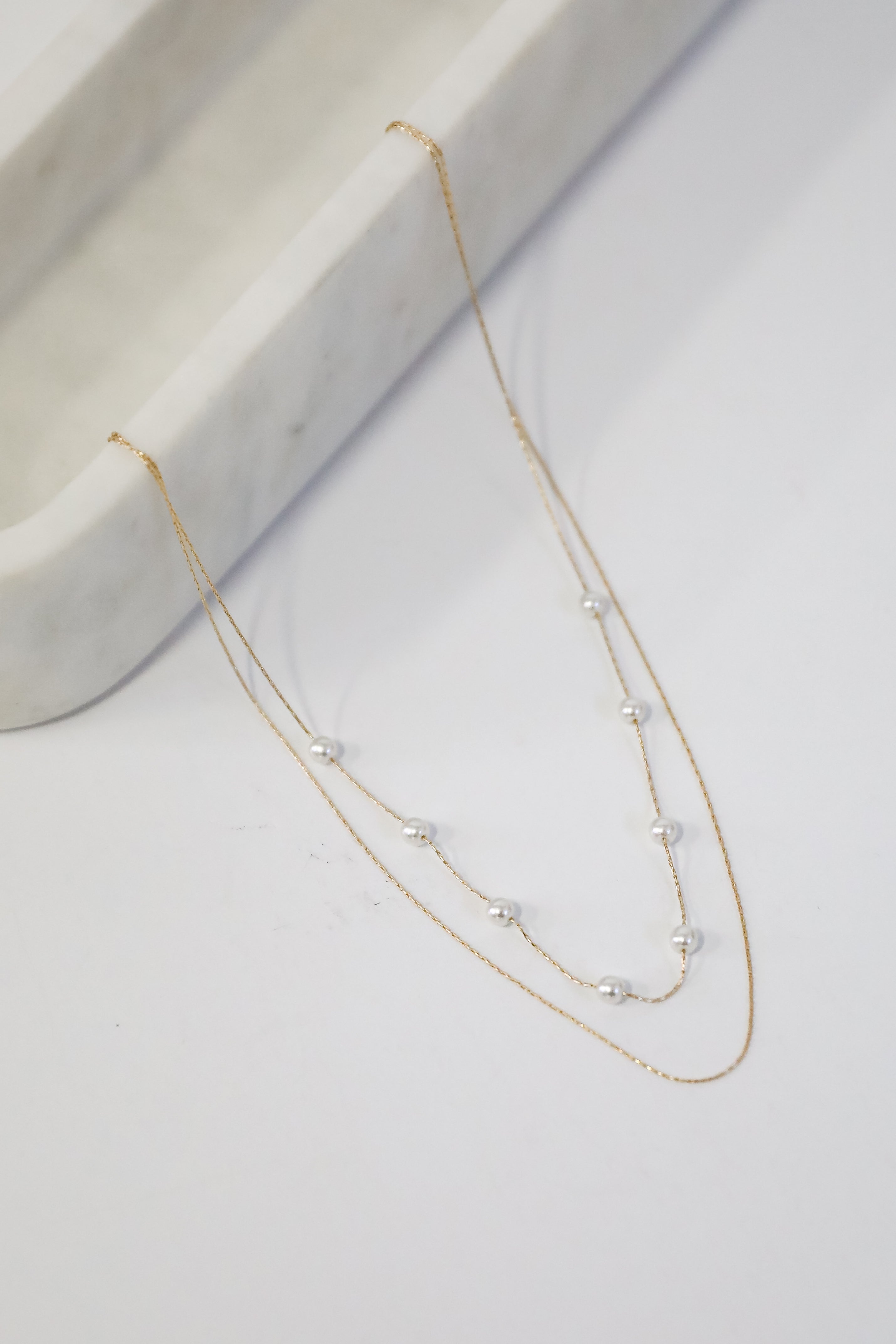 Aubree Gold Pearl Layered Necklace