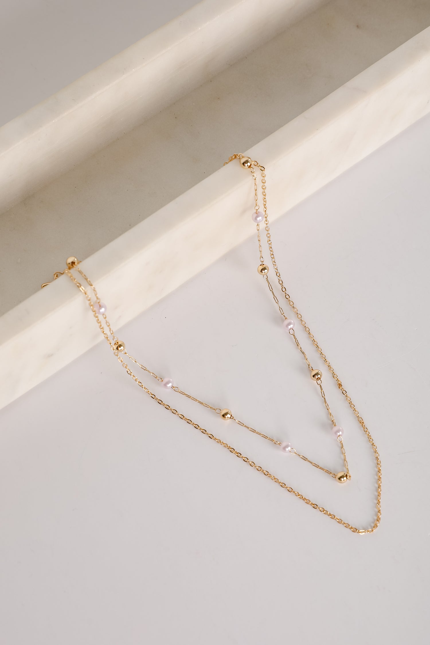 Michelle Gold Pearl Layered Necklace