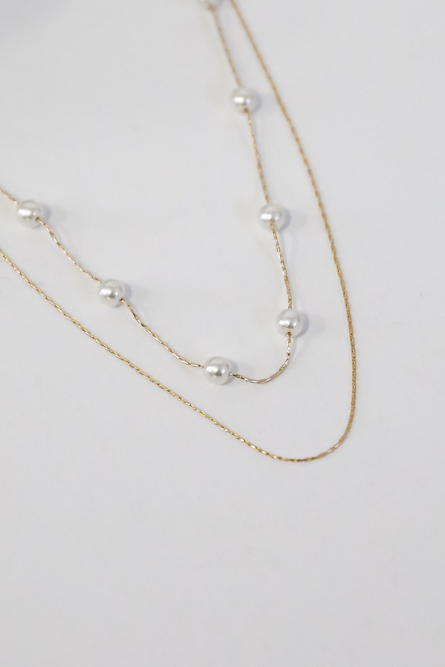 Aubree Gold Pearl Layered Necklace