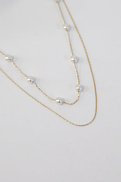 Aubree Gold Pearl Layered Necklace