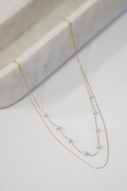 Aubree Gold Pearl Layered Necklace