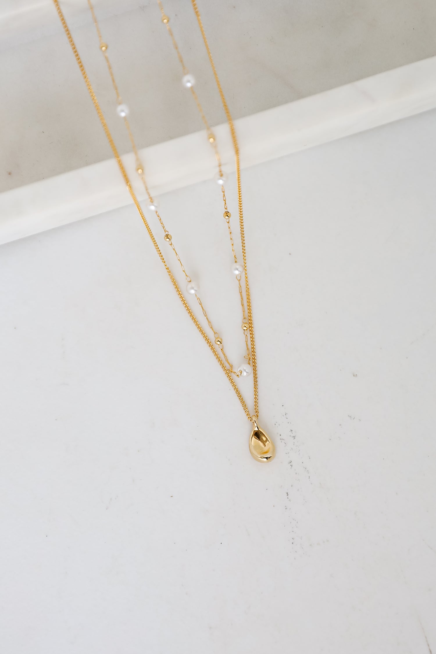 Meghan Gold Pearl Layered Chain Necklace