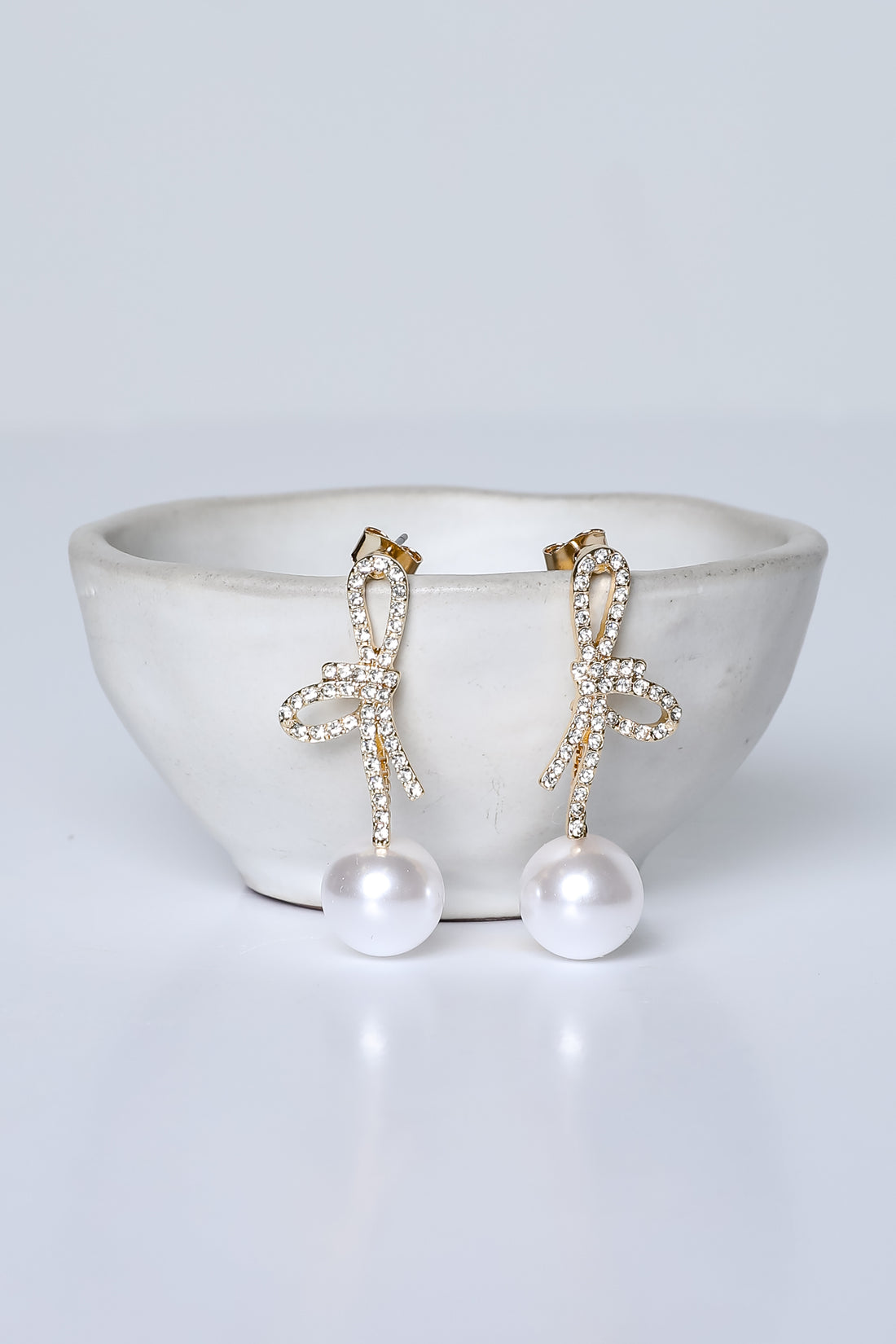 Addy Gold Rhinestone Pearl Drop Earrings