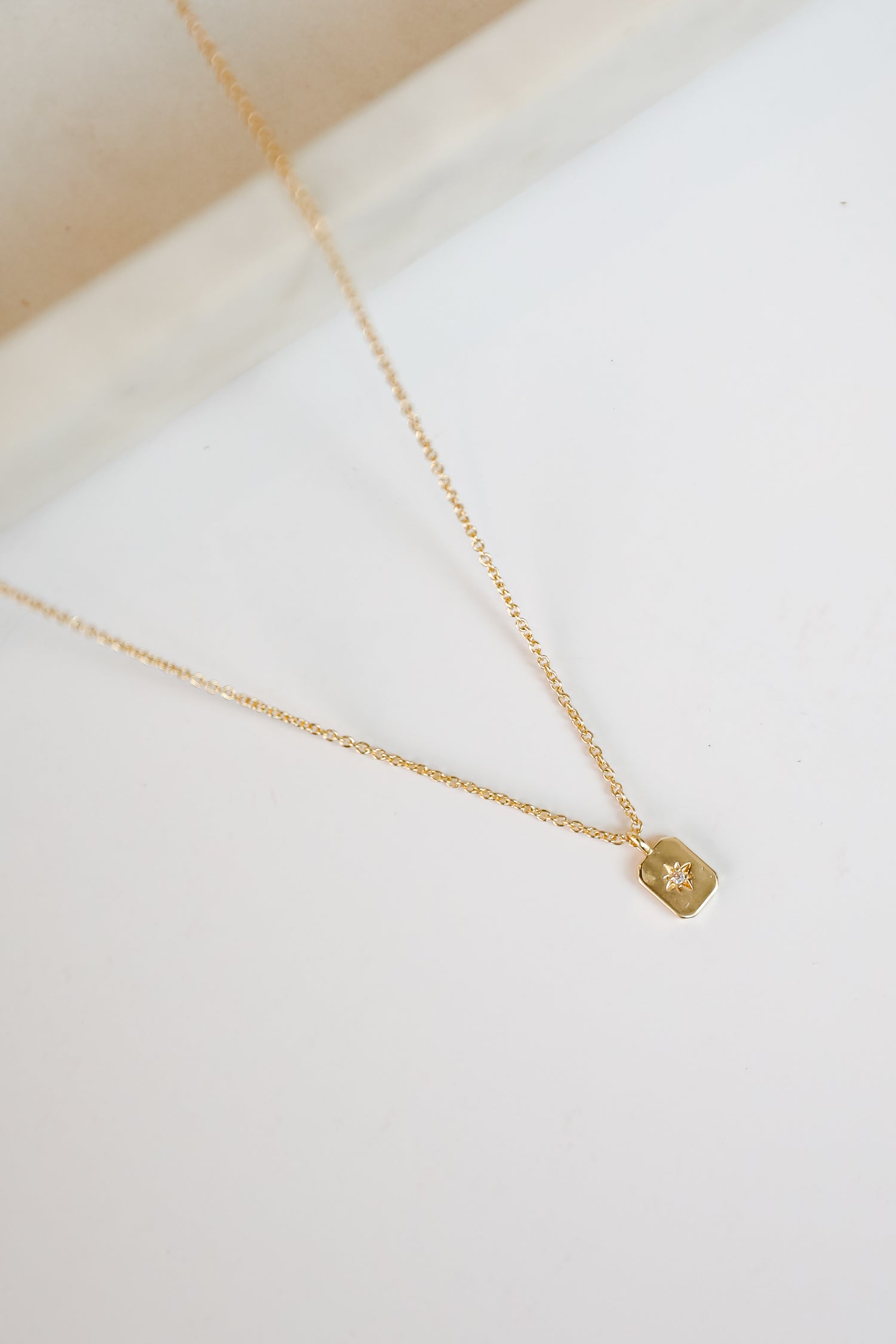 Daniella Gold Rectangle Charm Necklace