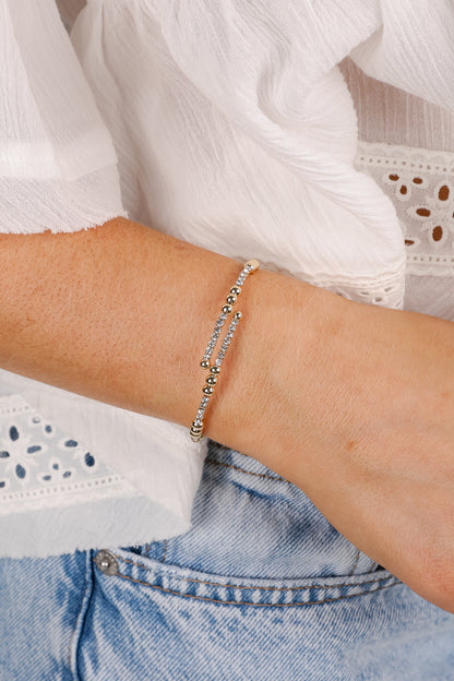 Joanna Gold Beaded Rhinestone Cuff Bracelet