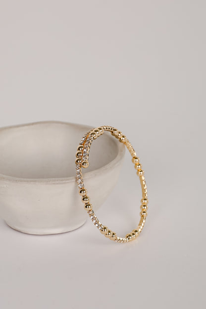 Joanna Gold Beaded Rhinestone Cuff Bracelet