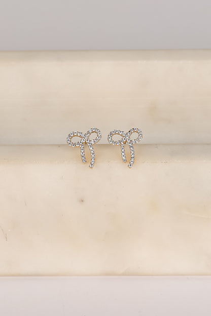 Daniella Gold Rhinestone Bow Earrings
