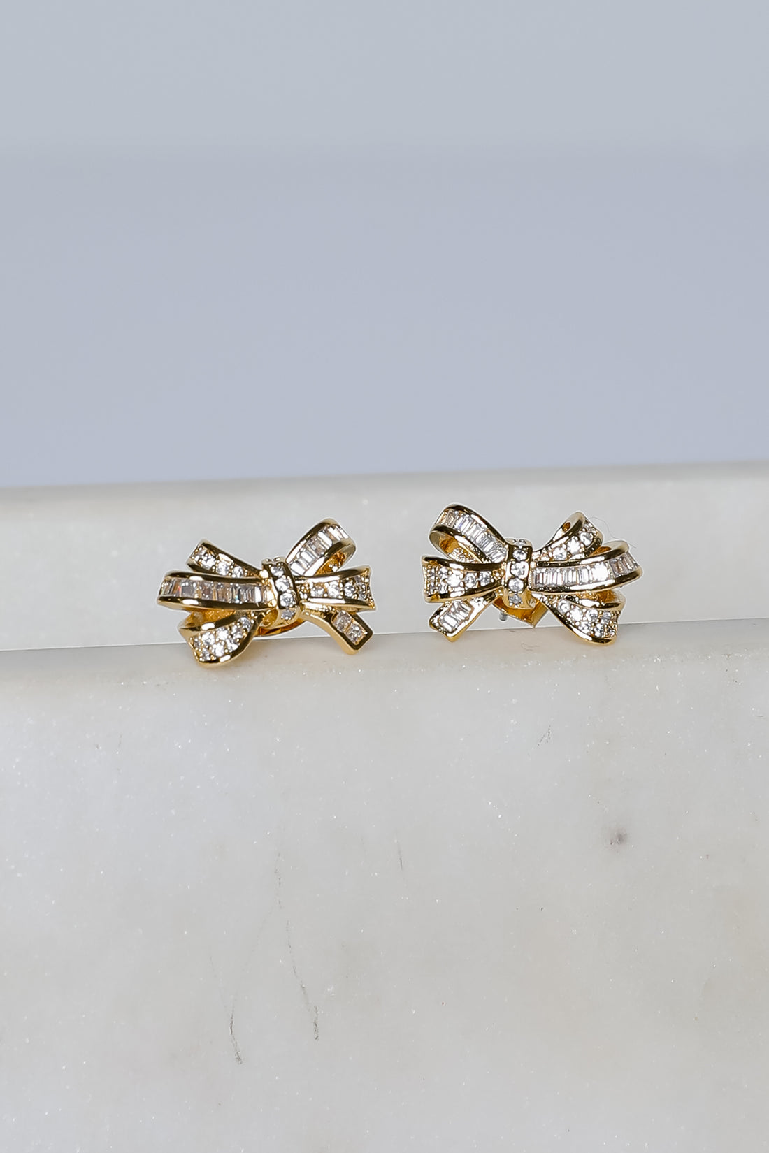Maya Gold Rhinestone Bow Earrings