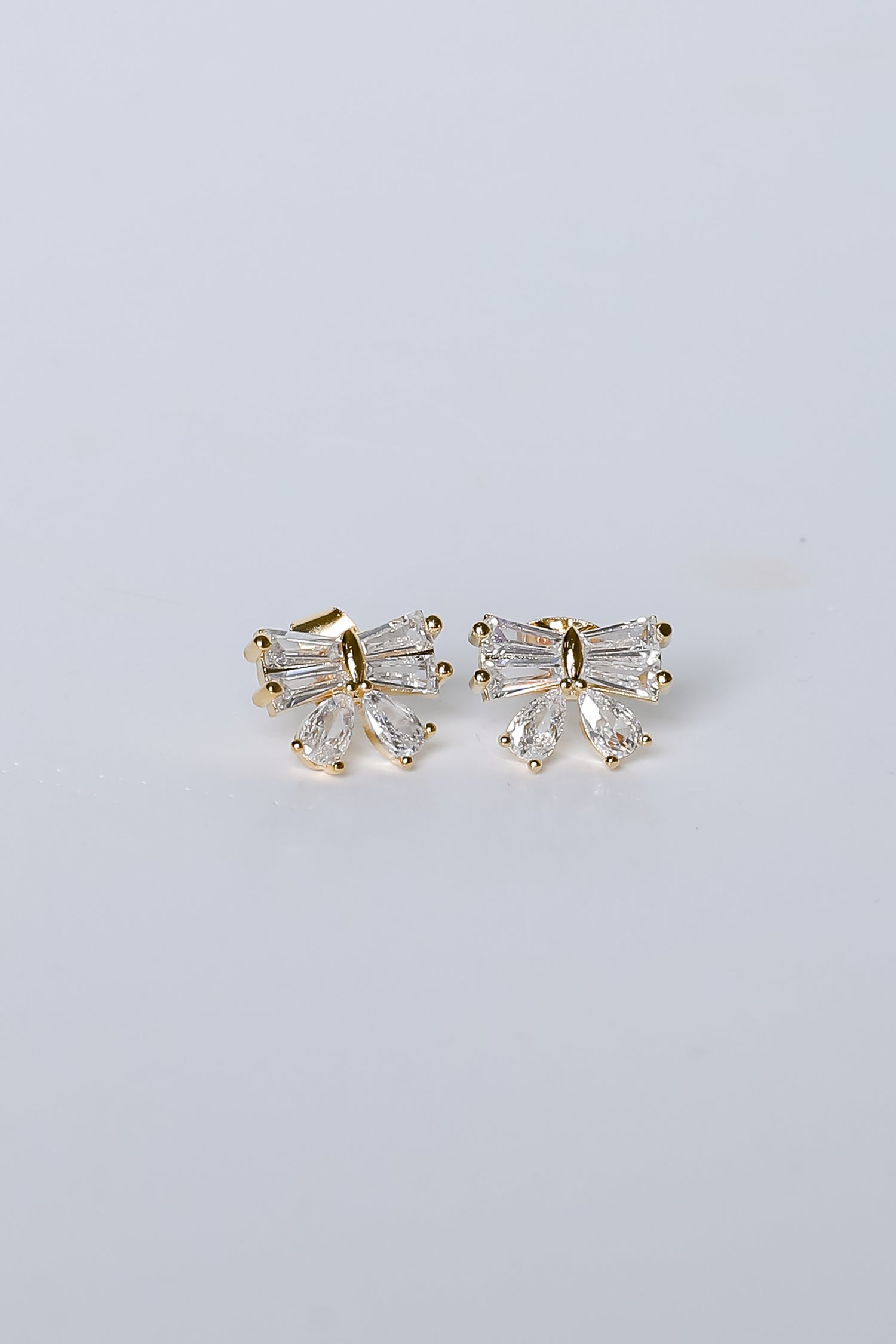 Madison Gold Rhinestone Bow Earrings