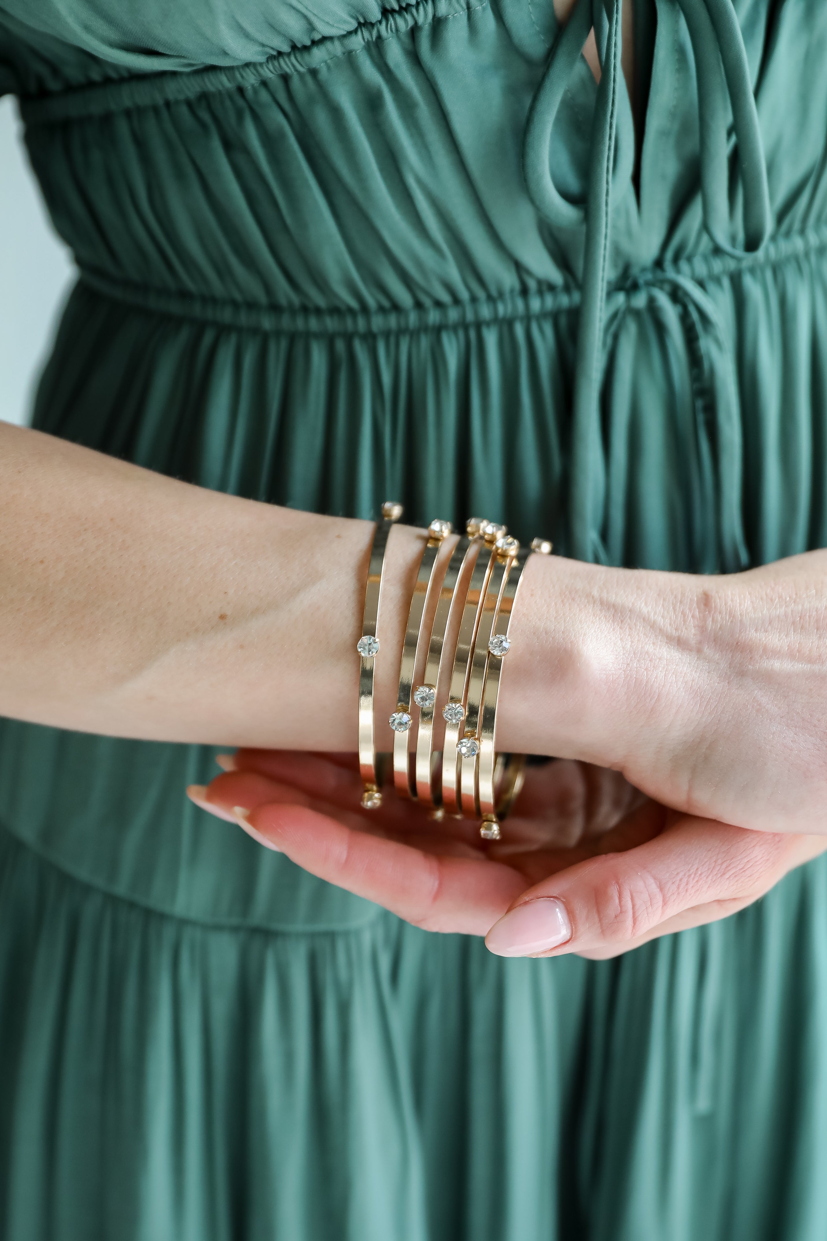 Ashley Gold Rhinestone Bangle Set