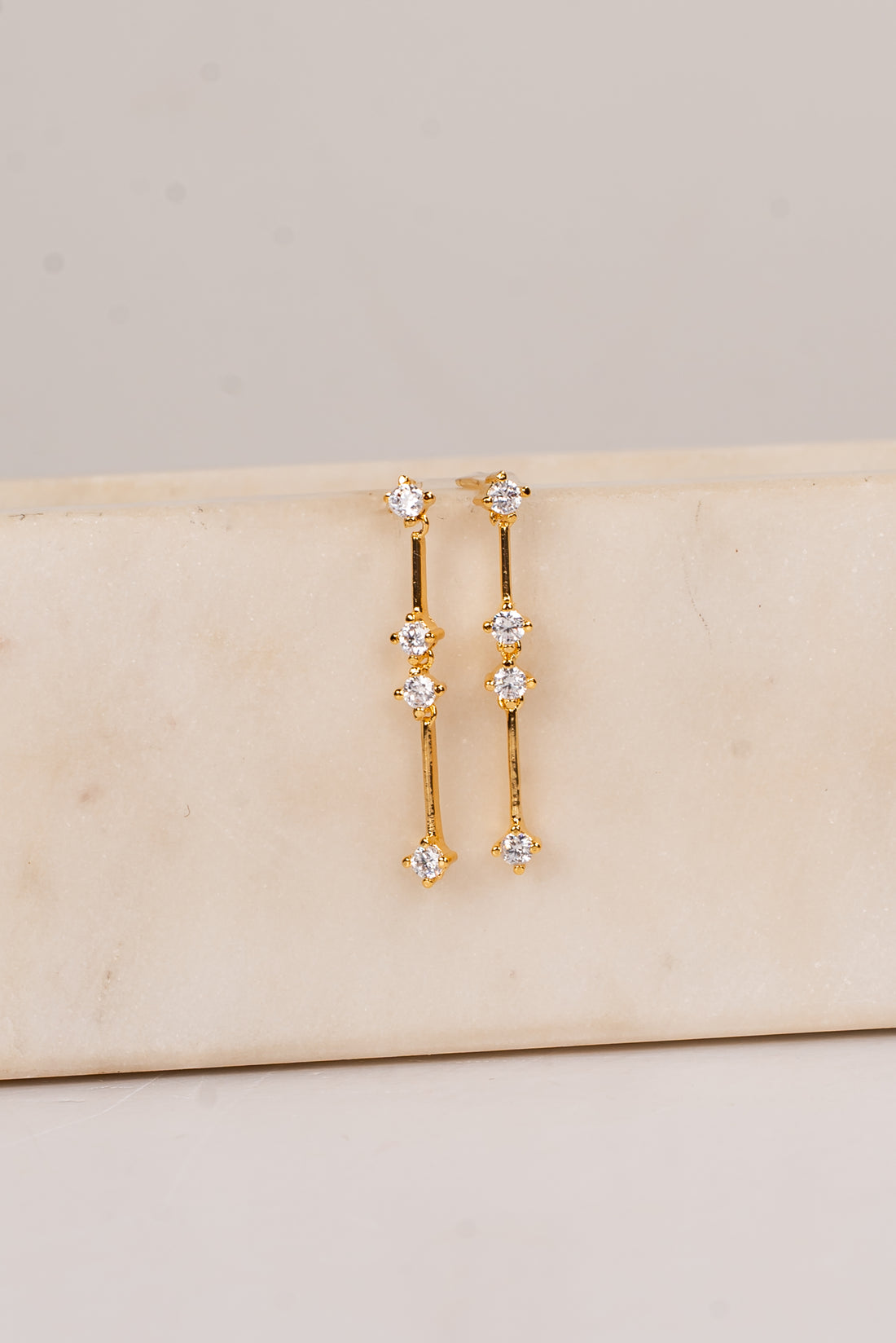 Sara Gold Rhinestone Drop Earrings