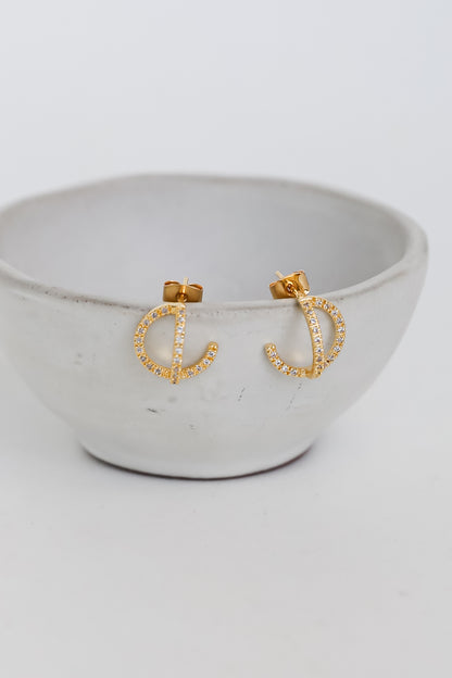 Gold Rhinestone Mini Hoop Earrings