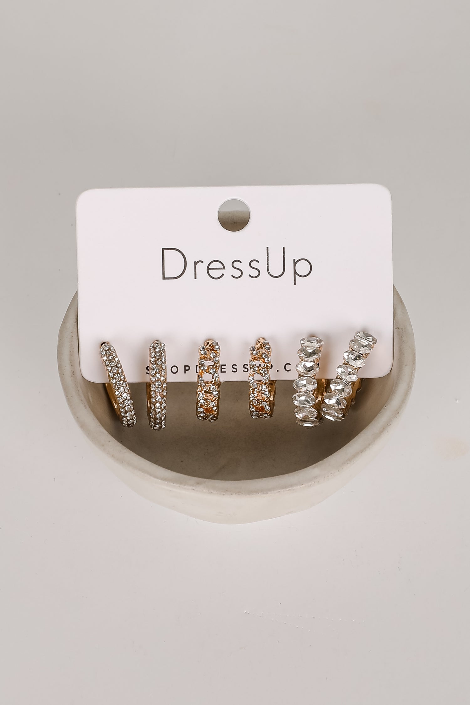 Alissa Gold Rhinestone Hoop Earring Set