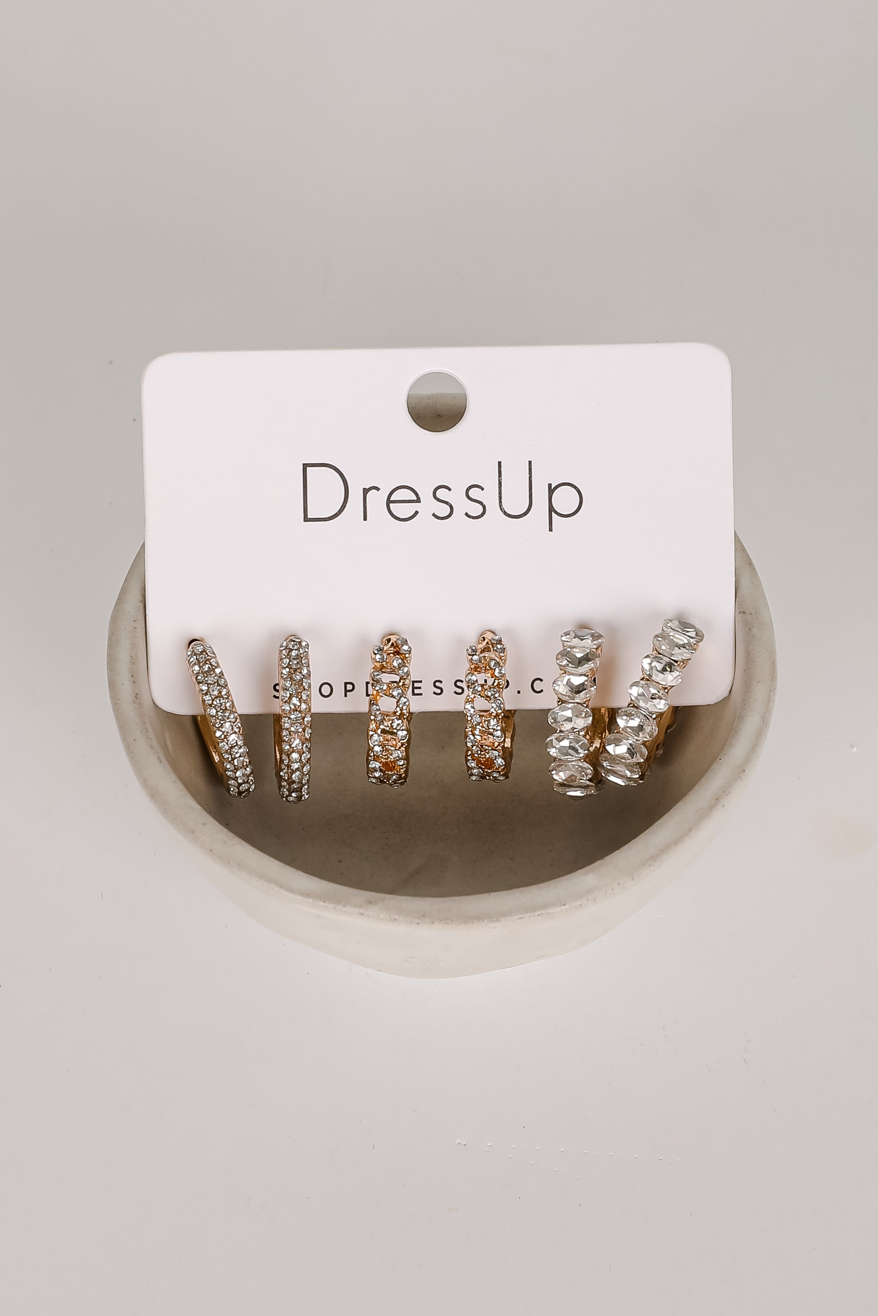 Alissa Gold Rhinestone Hoop Earring Set