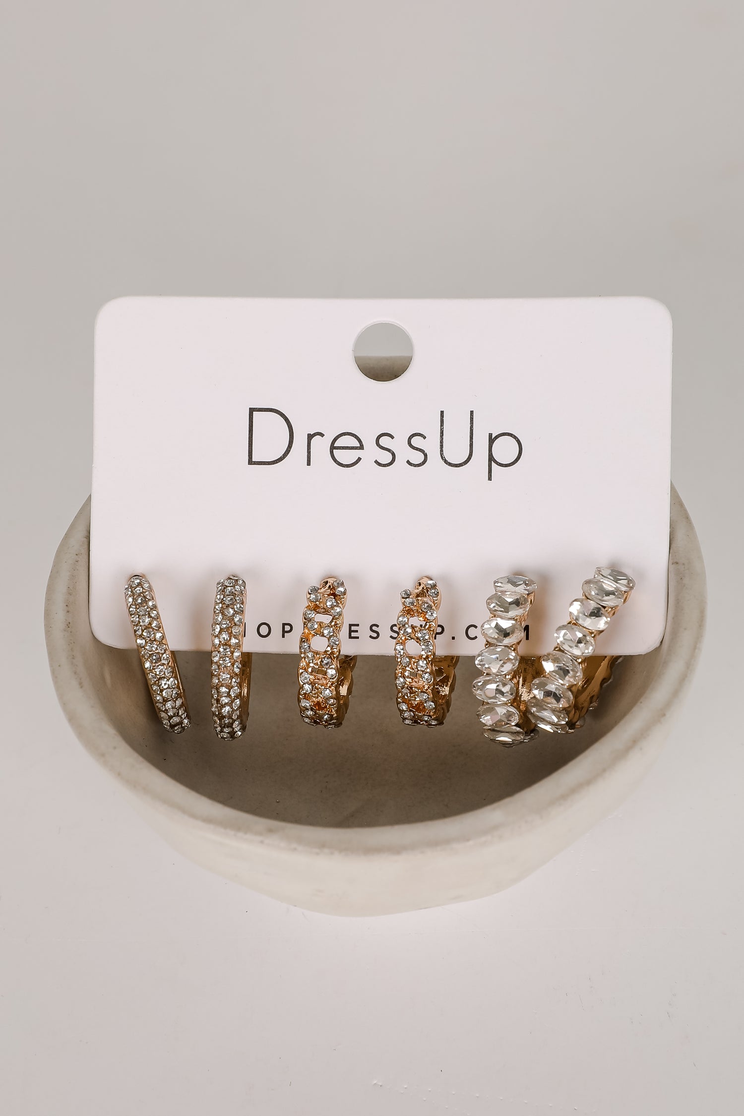 Alissa Gold Rhinestone Hoop Earring Set