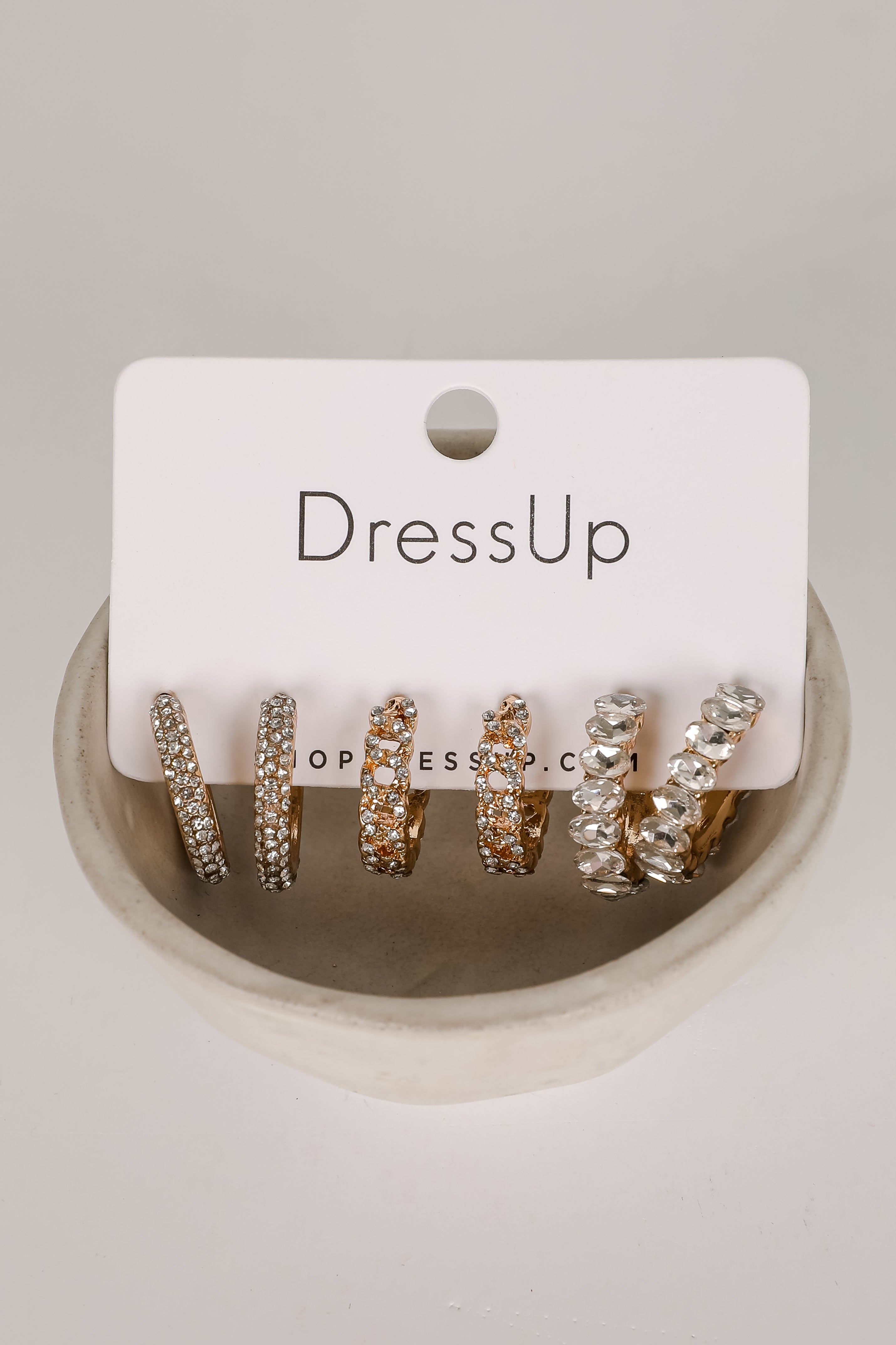 Alissa Gold Rhinestone Hoop Earring Set