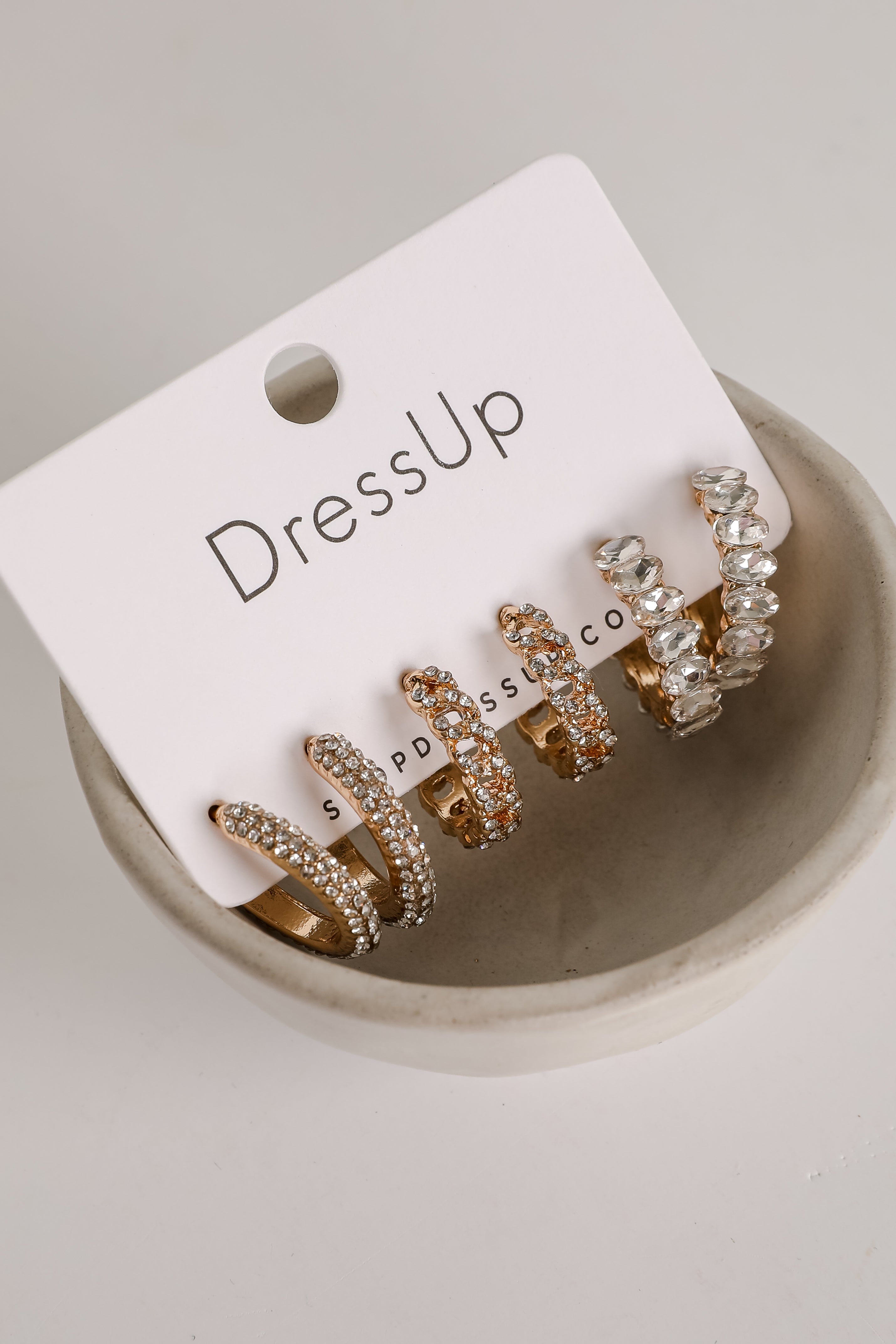 Alissa Gold Rhinestone Hoop Earring Set