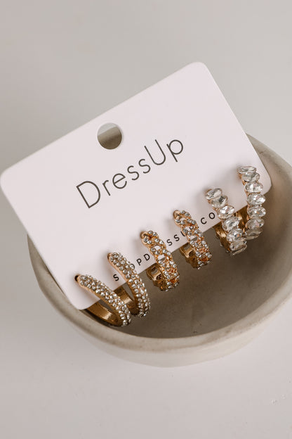 Alissa Gold Rhinestone Hoop Earring Set