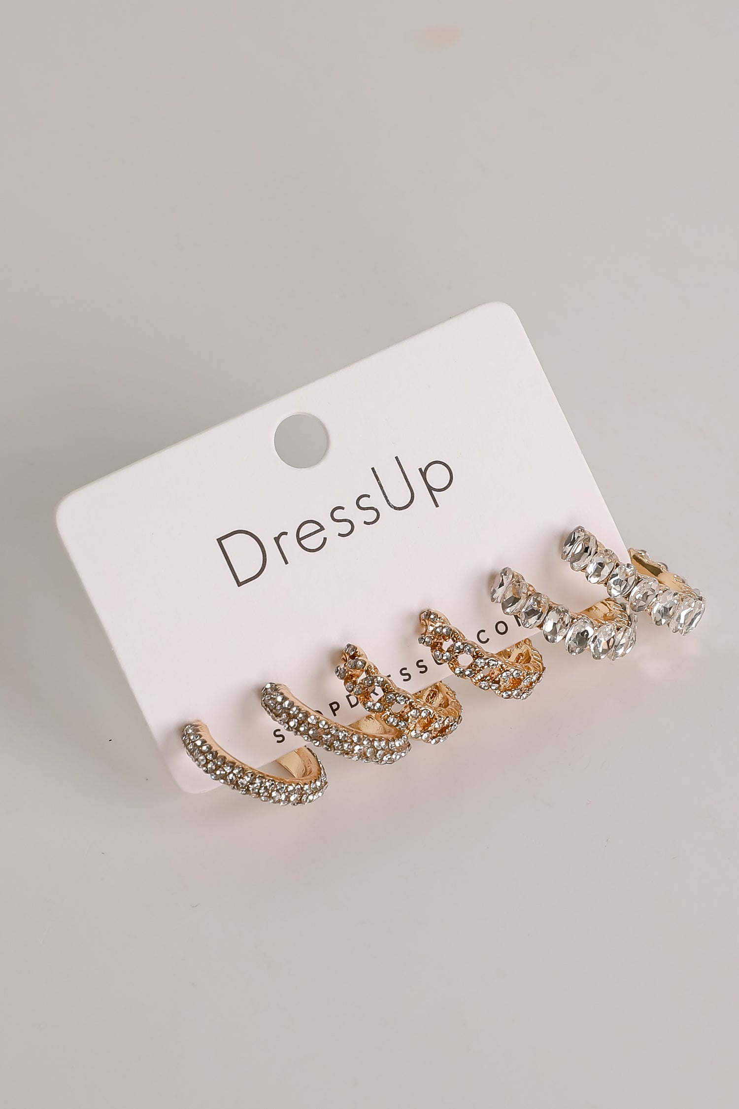 Alissa Gold Rhinestone Hoop Earring Set