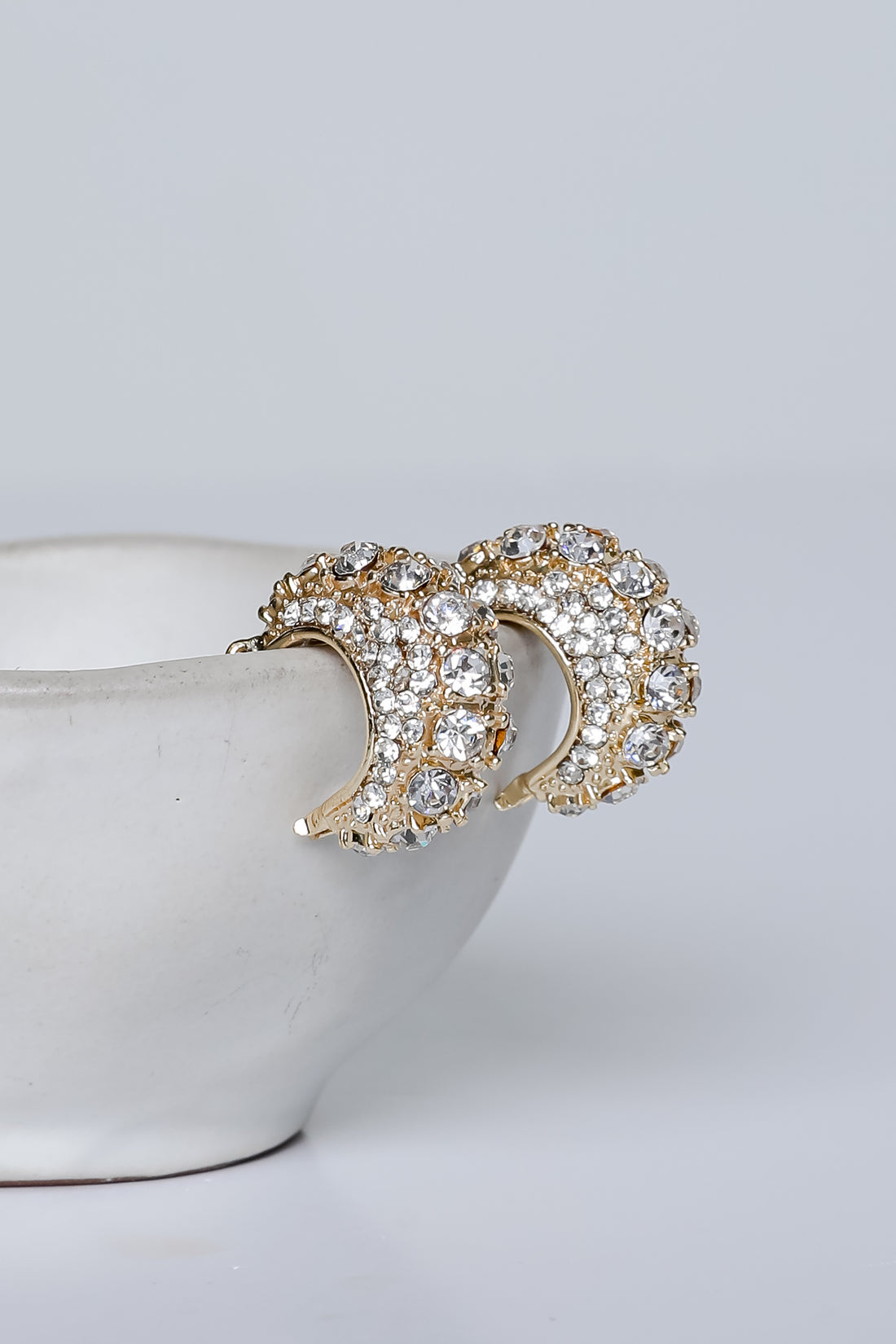 Maria Gold Rhinestone Hoop Earrings