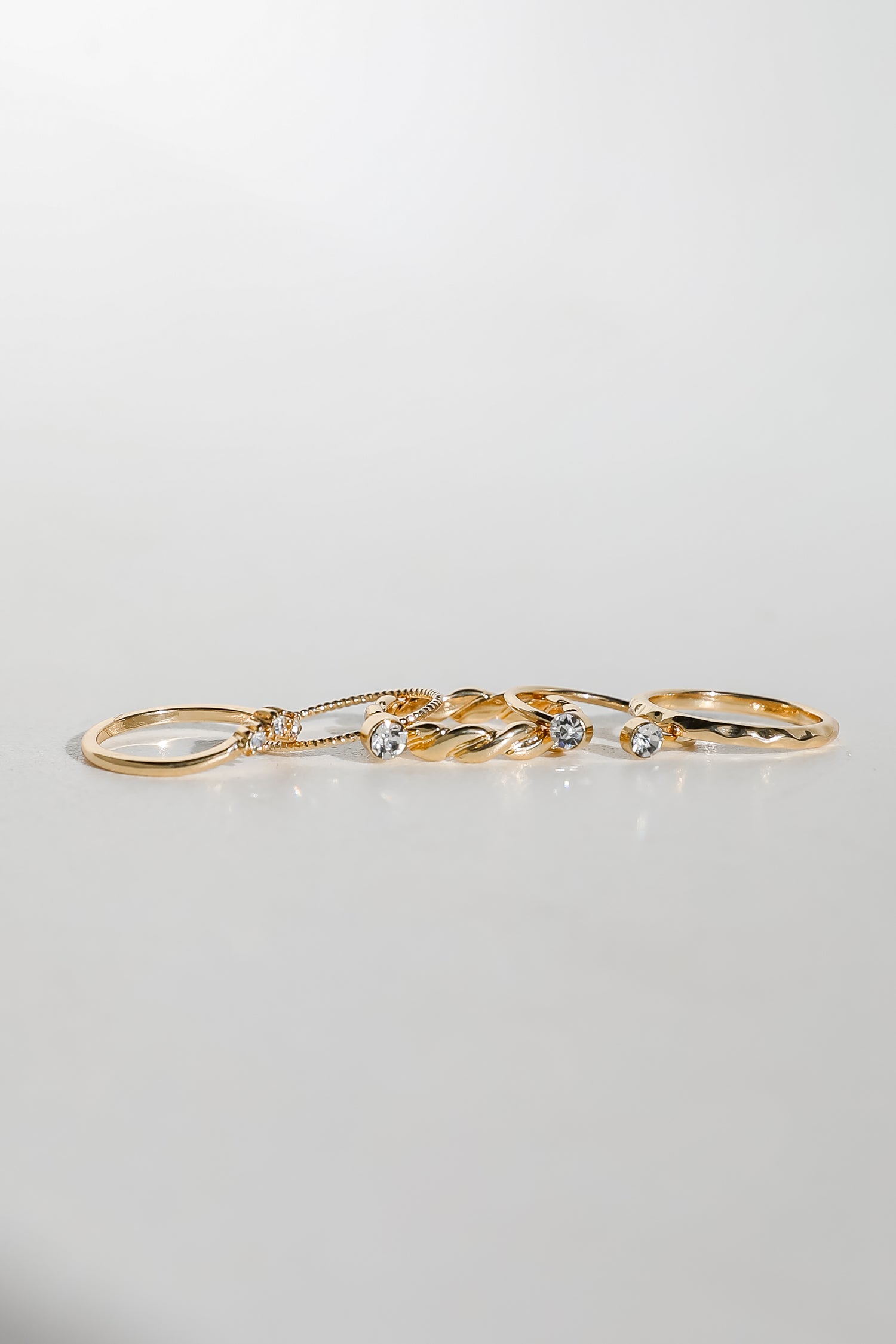 Maeve Gold Rhinestone Ring Set