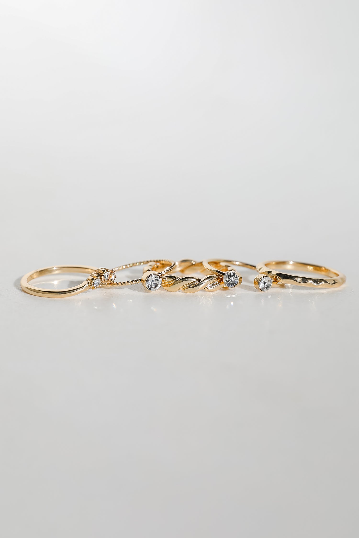 Maeve Gold Rhinestone Ring Set