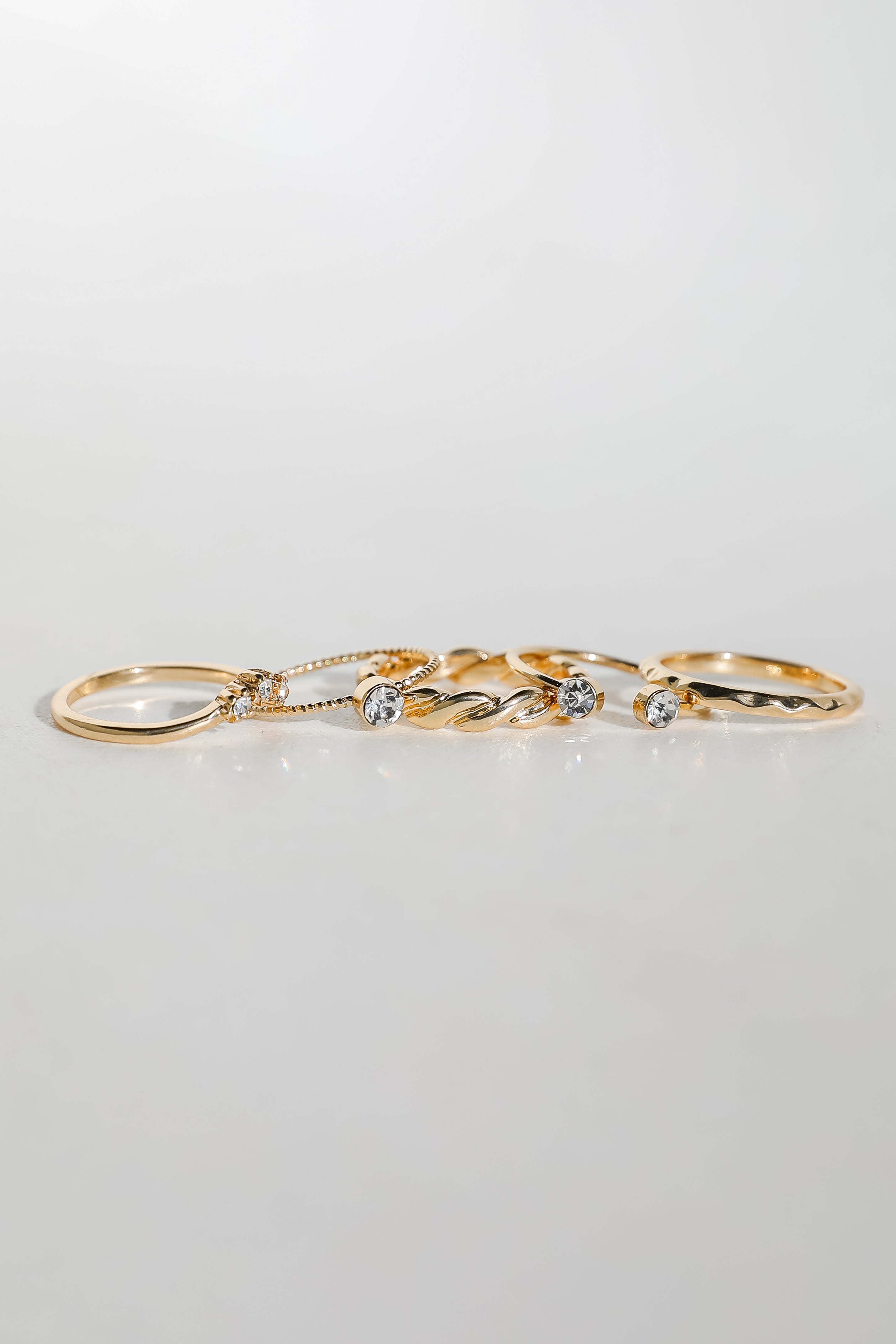 Maeve Gold Rhinestone Ring Set