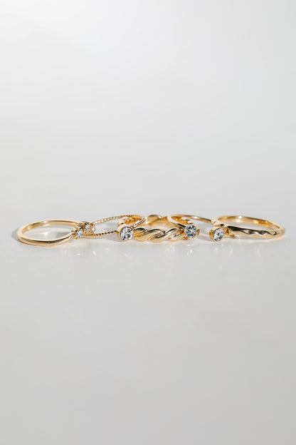 Maeve Gold Rhinestone Ring Set