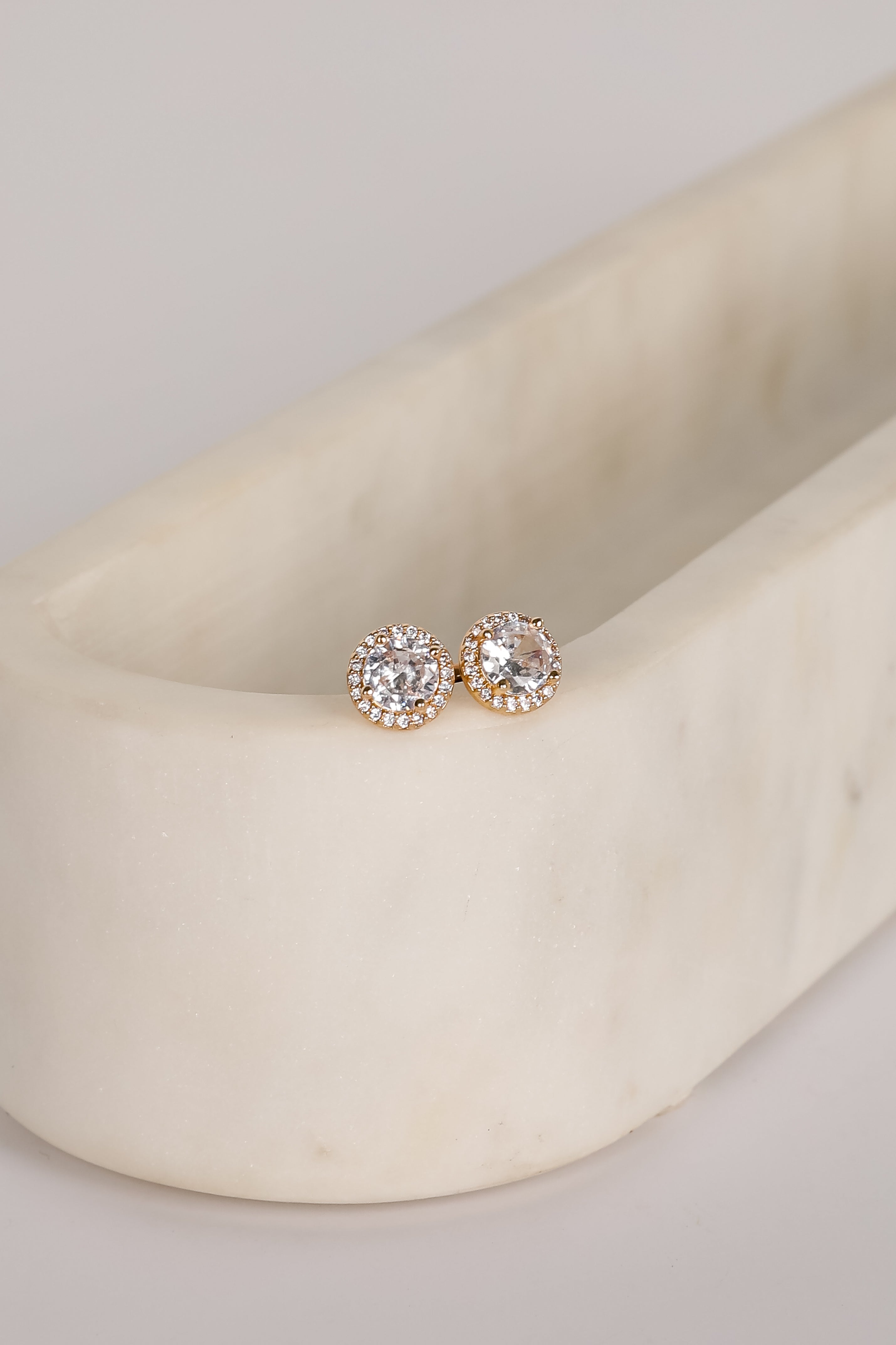 Sawyer Gold Rhinestone Stud Earrings