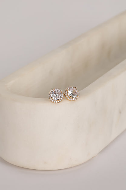 Sawyer Gold Rhinestone Stud Earrings