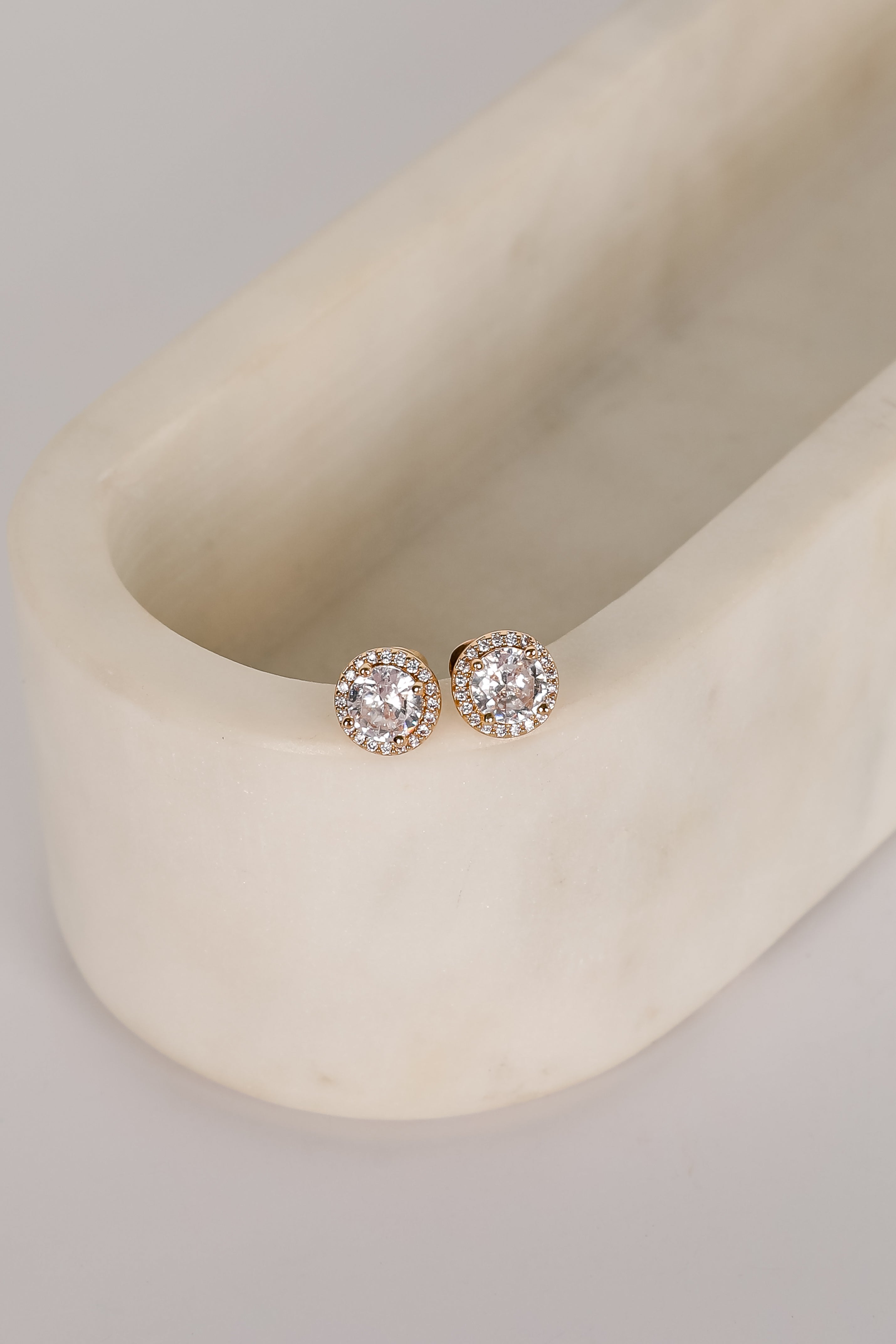 Sawyer Gold Rhinestone Stud Earrings