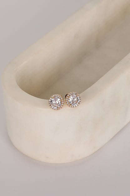 Sawyer Gold Rhinestone Stud Earrings