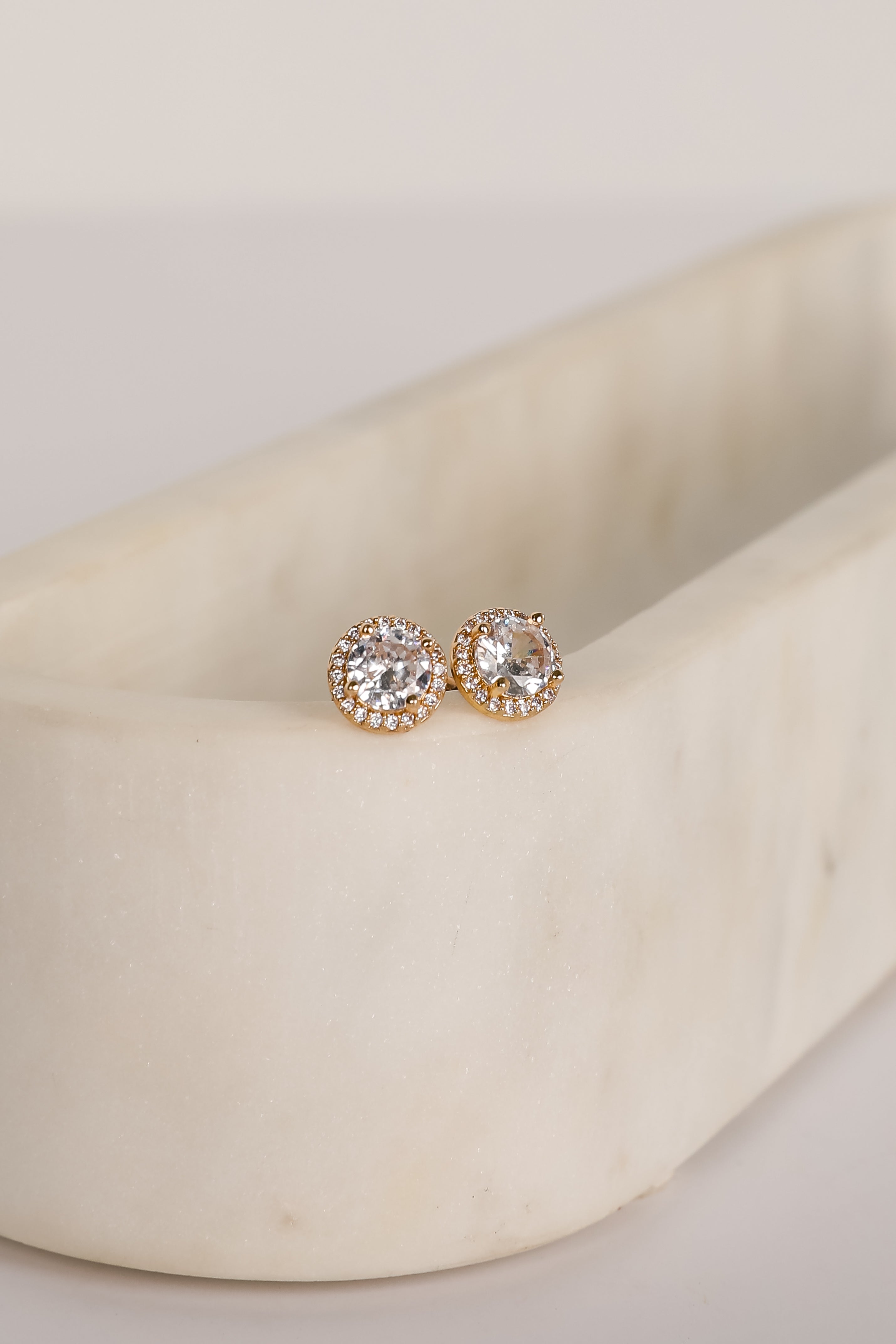 Sawyer Gold Rhinestone Stud Earrings