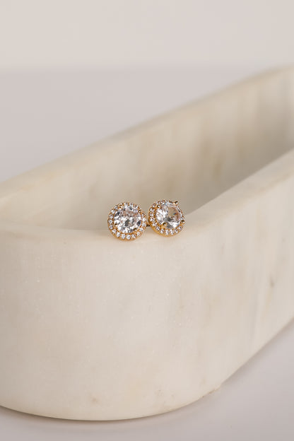 Sawyer Gold Rhinestone Stud Earrings