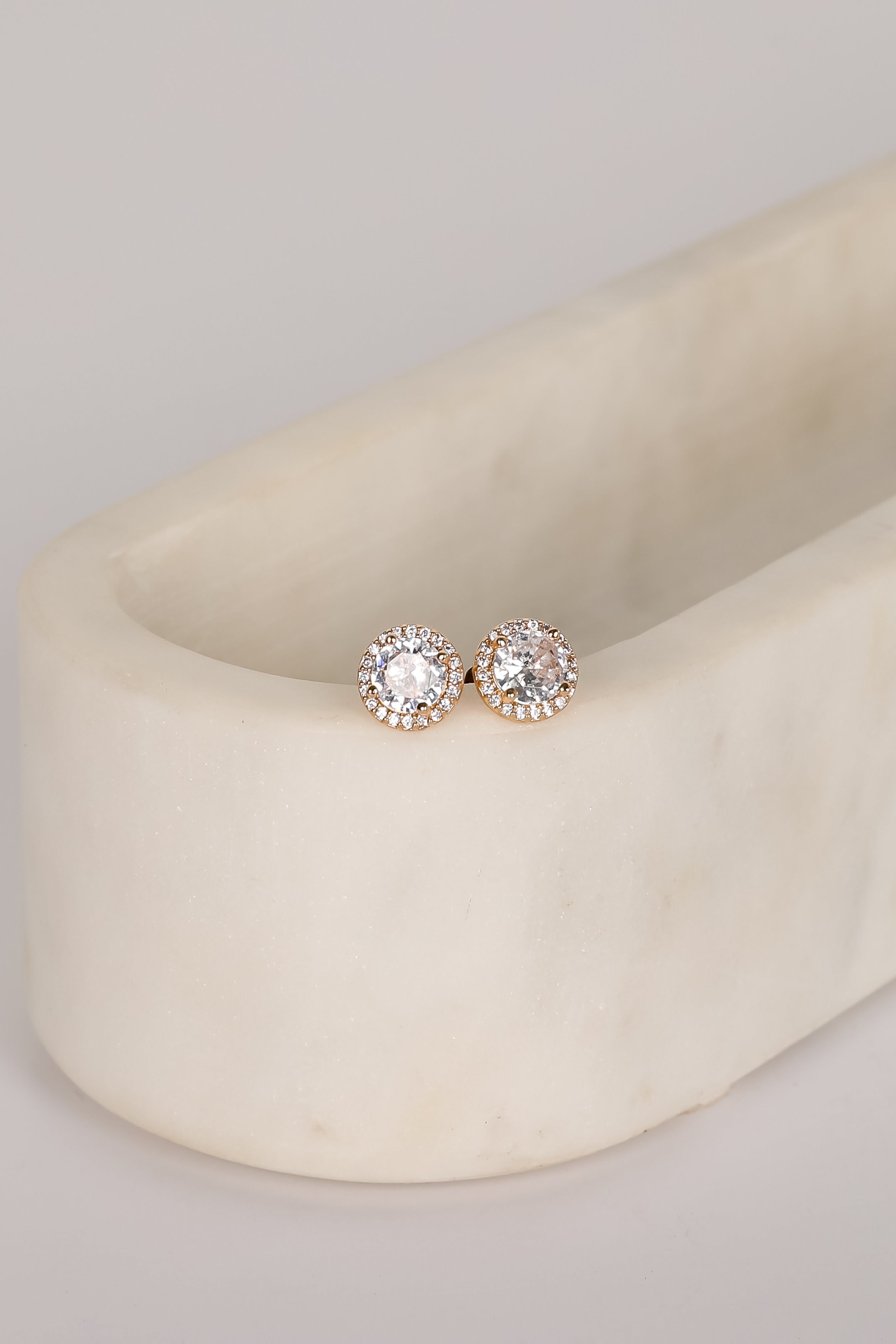 Sawyer Gold Rhinestone Stud Earrings