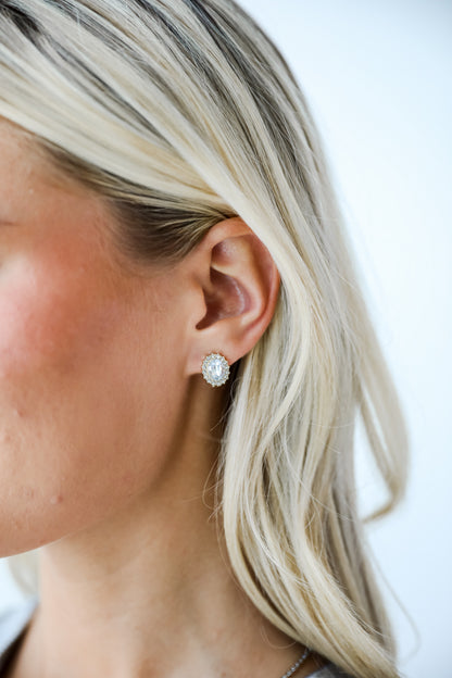 Carrie Gold Rhinestone Stud Earrings