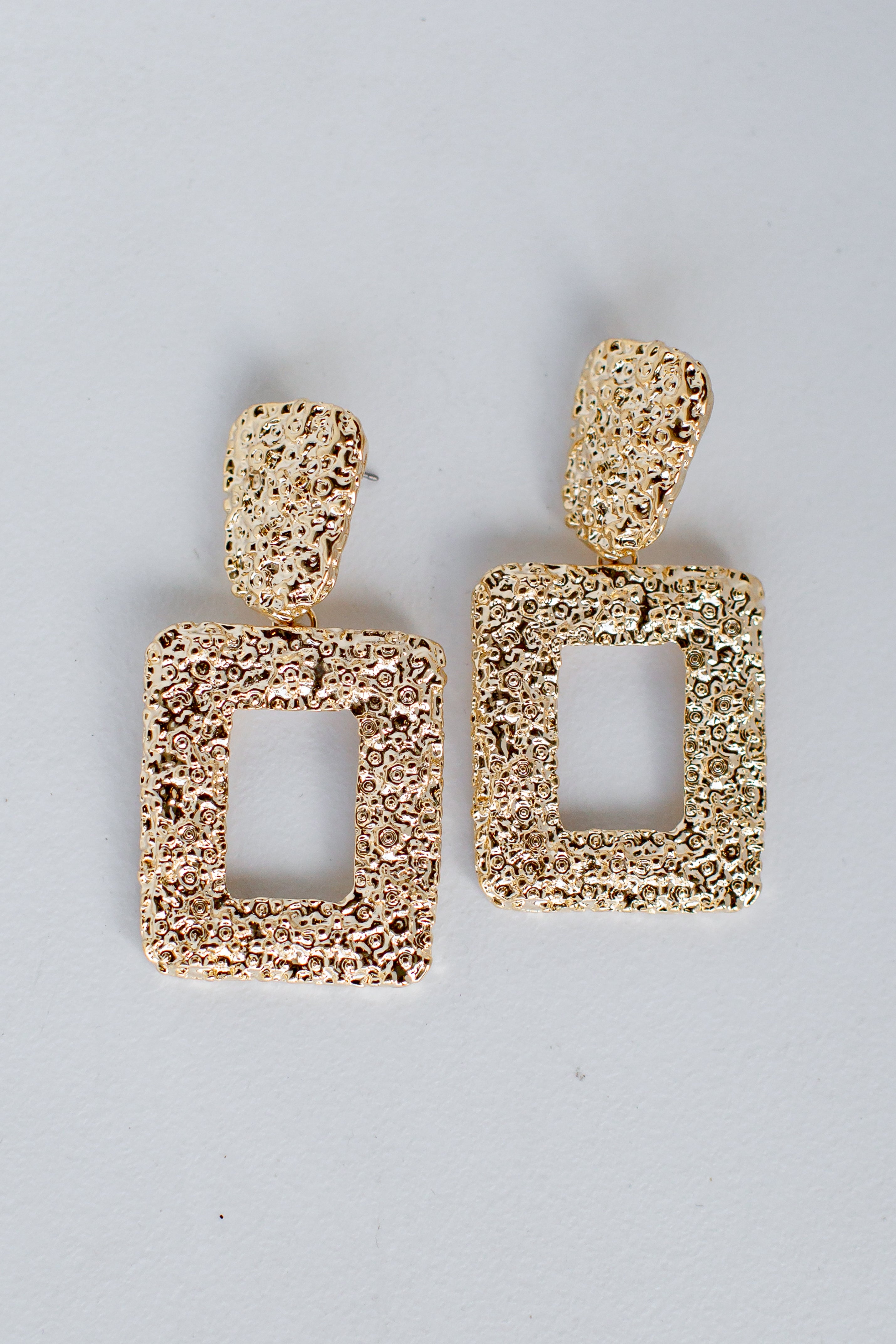 Gold Hammered Statement Earrings