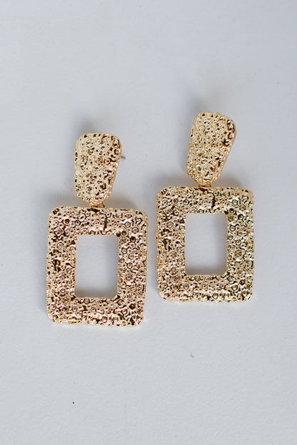 Gold Hammered Statement Earrings