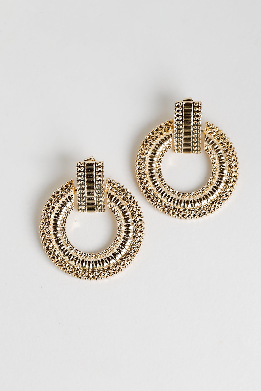 Gold Textured Statement Earrings