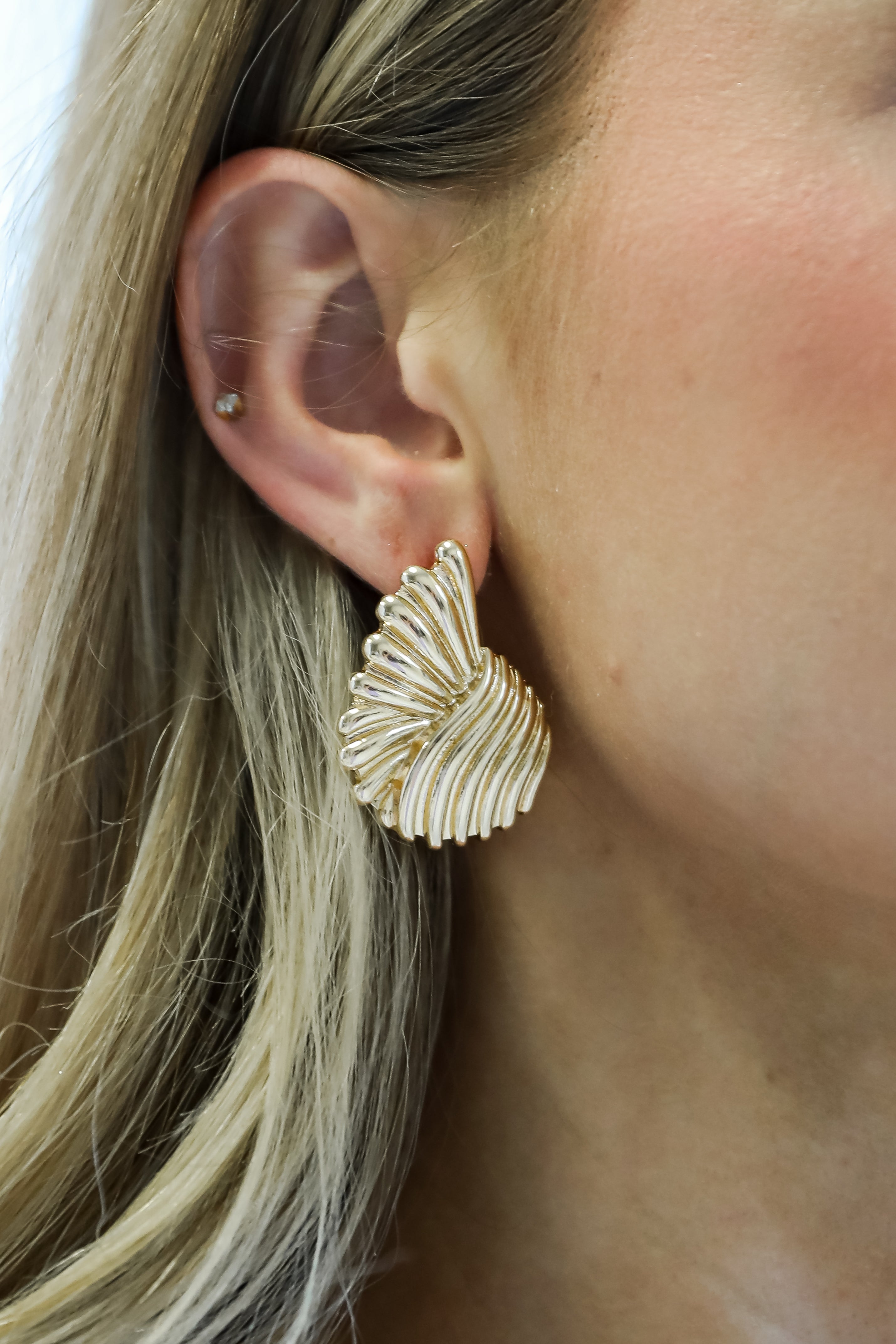 Kenzie Gold Textured Statement Earrings