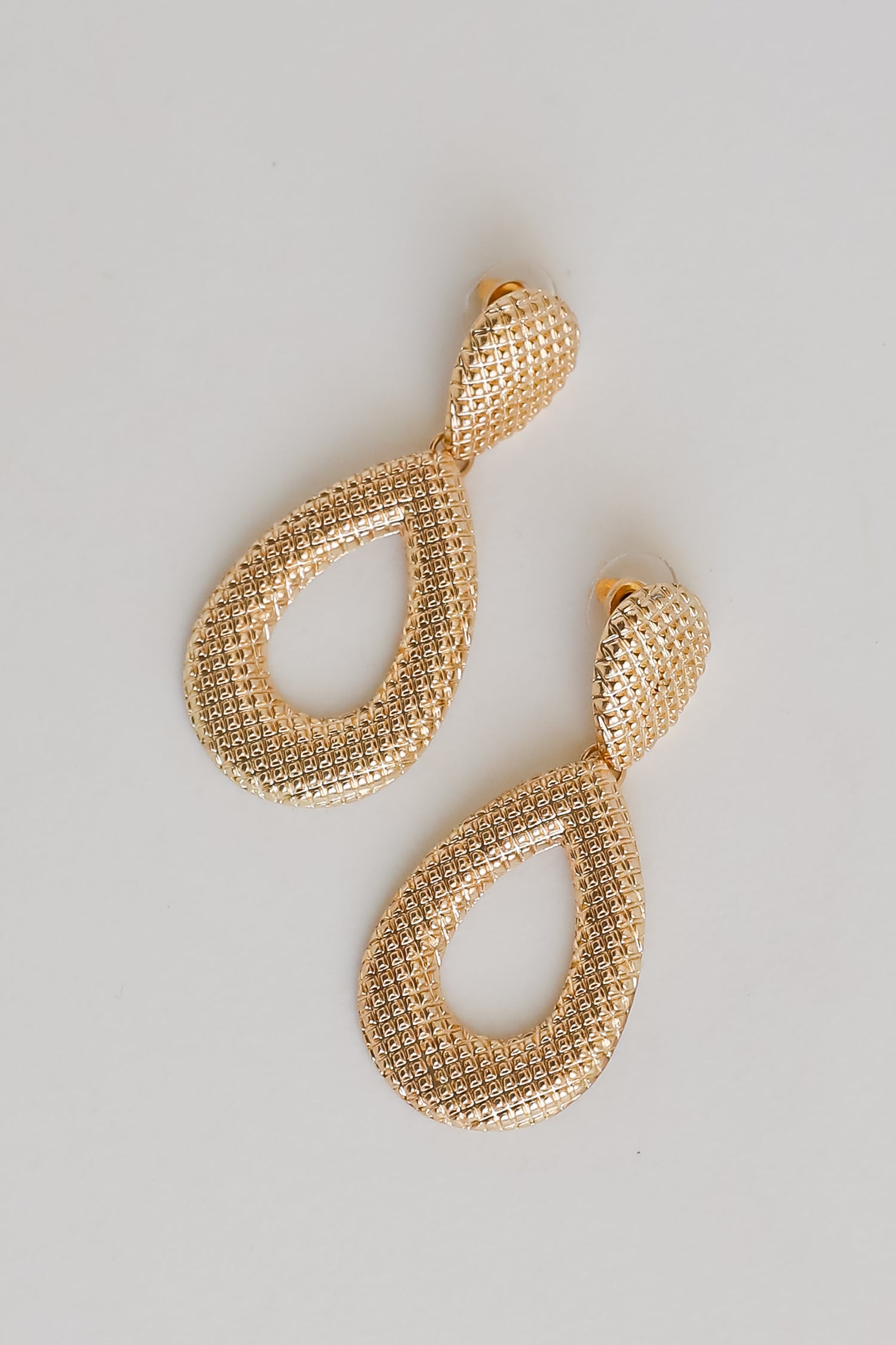 Chloe Gold Textured Teardrop Earrings