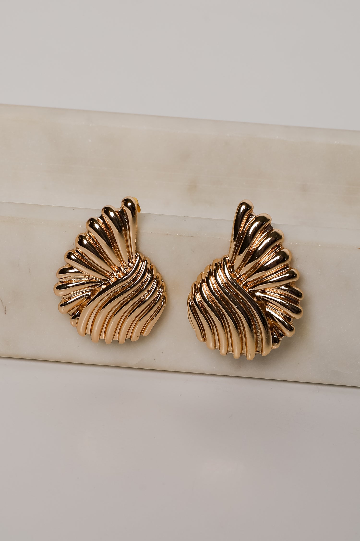 Kenzie Gold Textured Statement Earrings