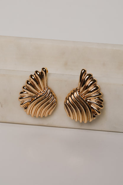 Kenzie Gold Textured Statement Earrings