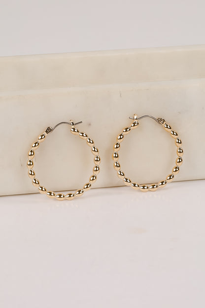 Ava Gold Textured Hoop Earrings