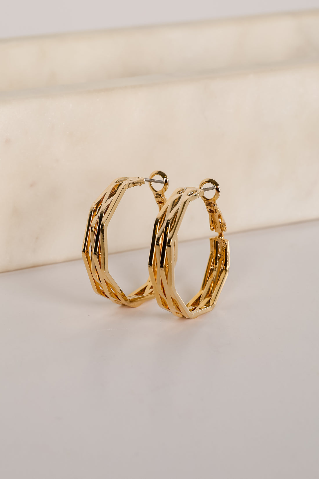 Lisa Gold Textured Hoop Earrings
