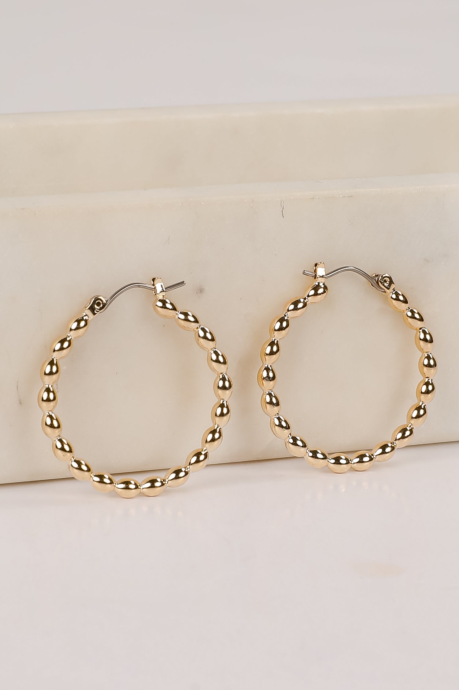 Ava Gold Textured Hoop Earrings