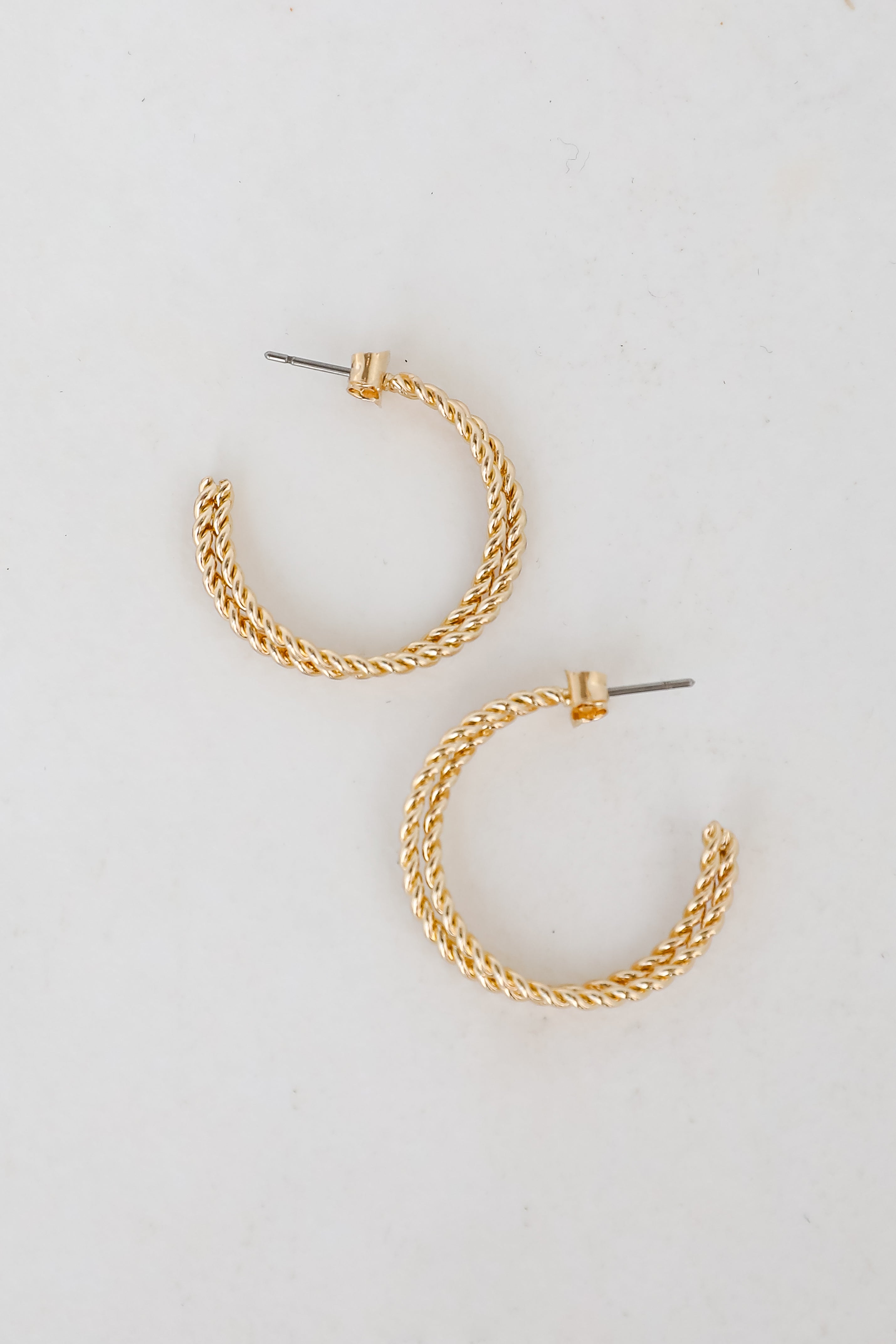 Penelope Gold Twisted Double Hoop Earrings